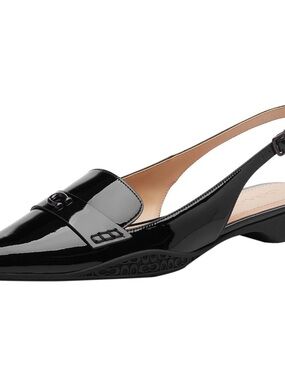 Coach Black Patent Slingback Loafer Mule